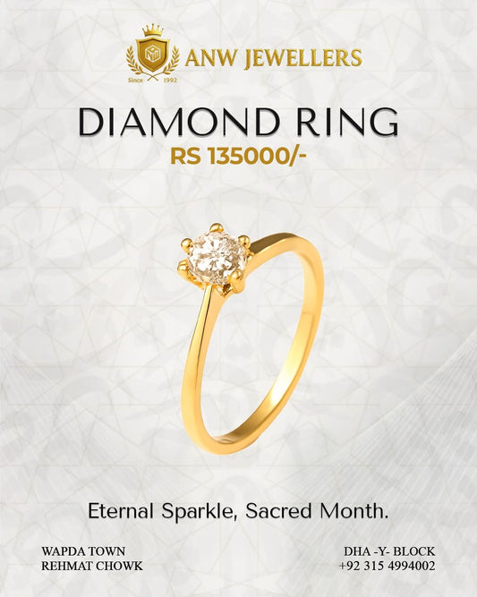 22K Gold Solitaire Diamond Ring for Women | ANW Jewellers