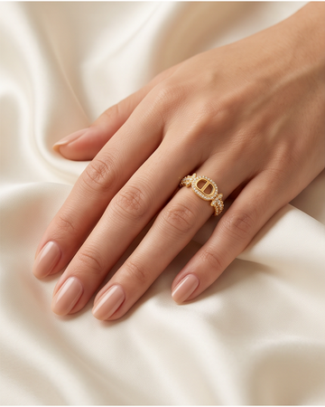 Golden Double D Designer Ring