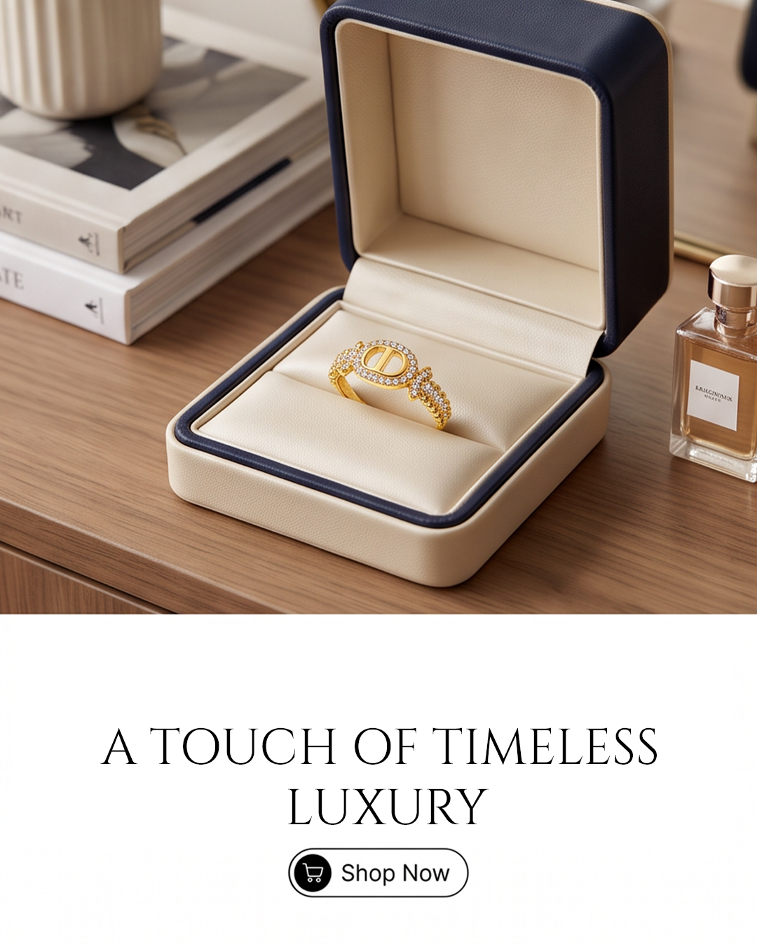 Golden Double D Designer Ring