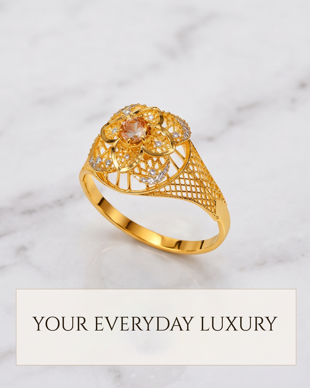 Golden Floral Elegance Ring