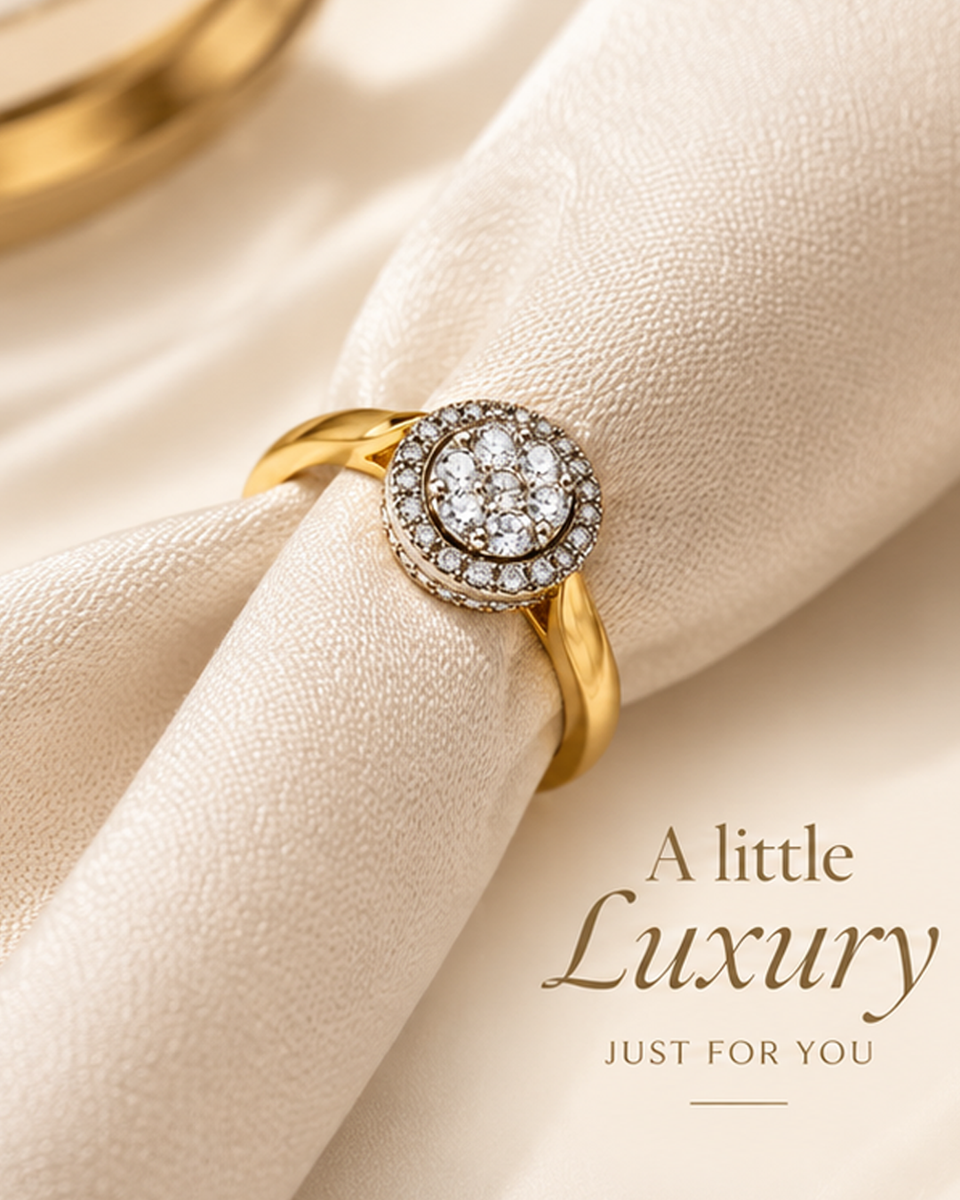 Elegant Gold Diamond Halo Ring