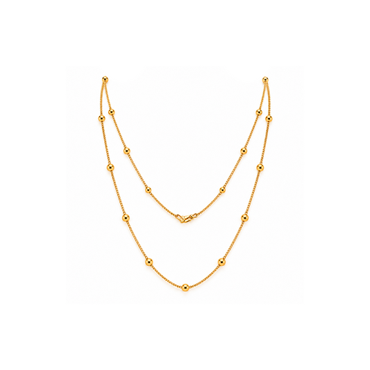 Elegant Double-Layer Gold Beaded Necklace