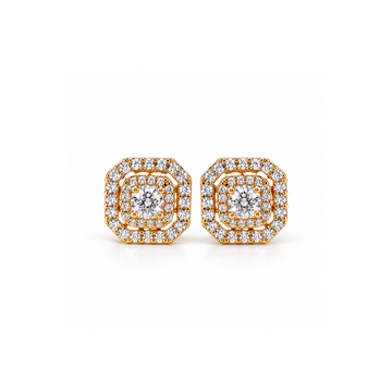 Elegant Gold Diamond Stud Earrings