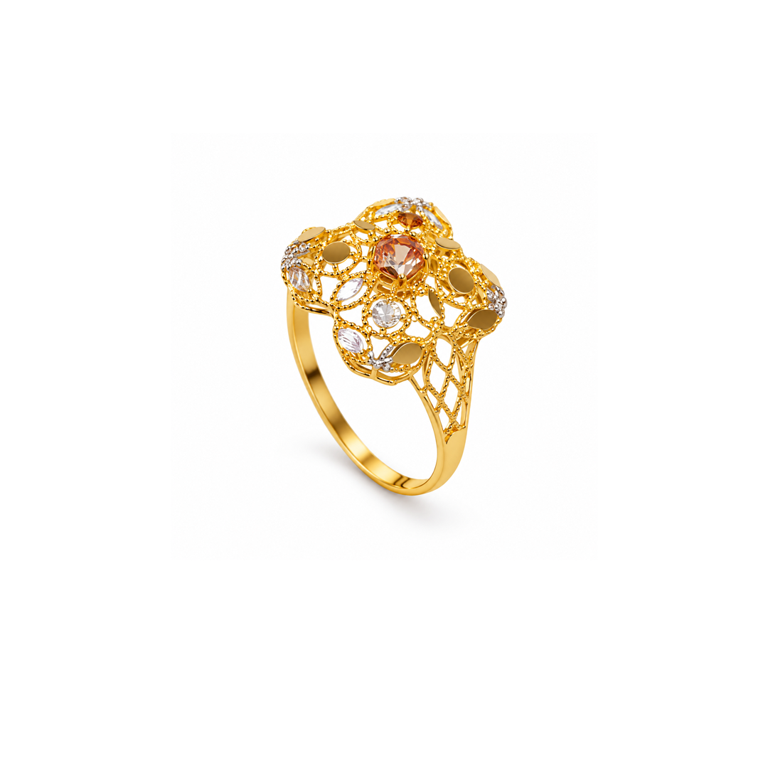 Elegant Golden Floral Ring