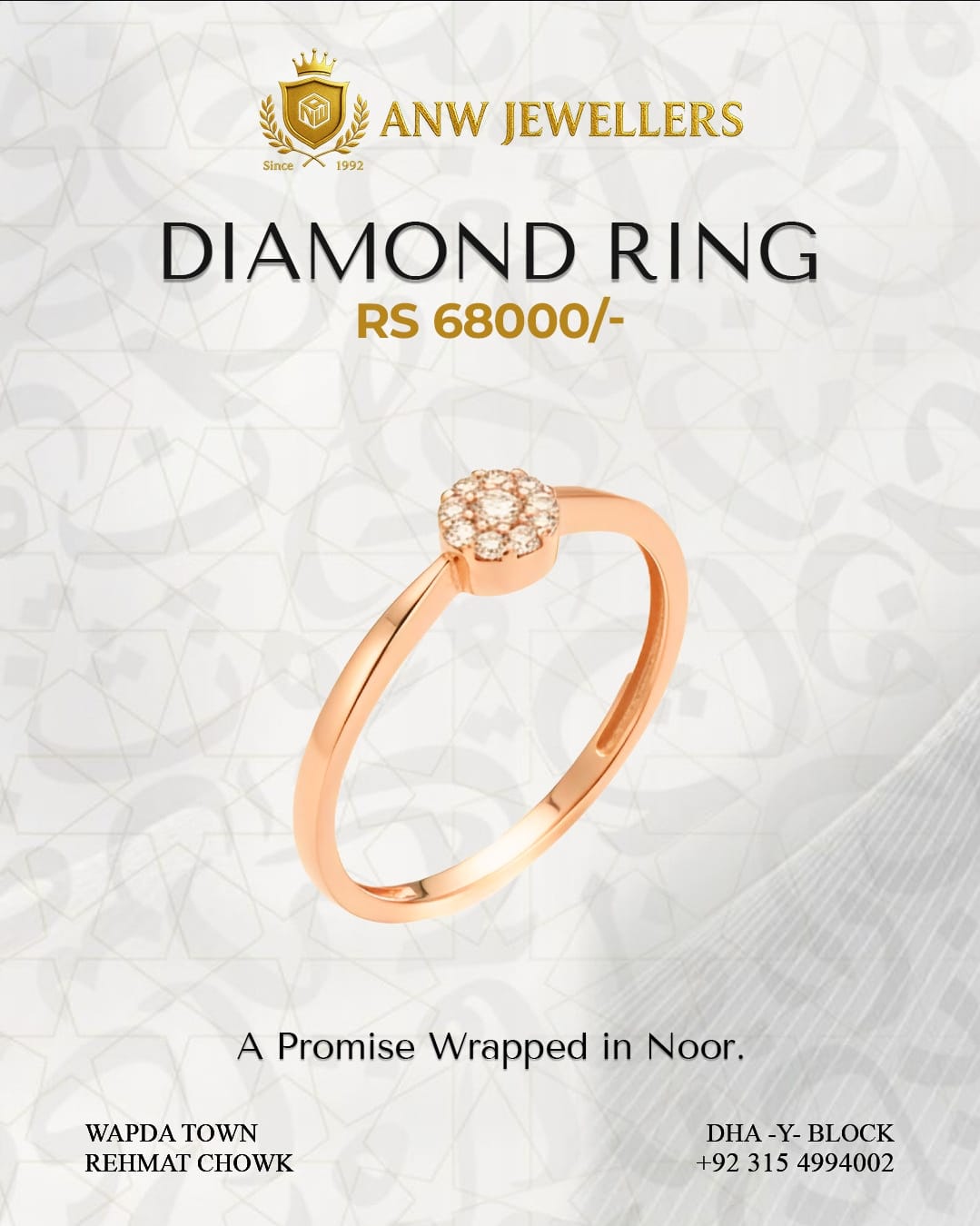 Elegant Rose Gold Halo Diamond Ring for Women | ANW Jewellers