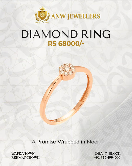 Elegant Rose Gold Halo Diamond Ring for Women | ANW Jewellers