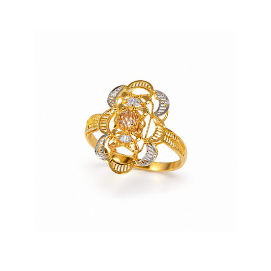 Elegant Two-Tone Golden Floral Ring