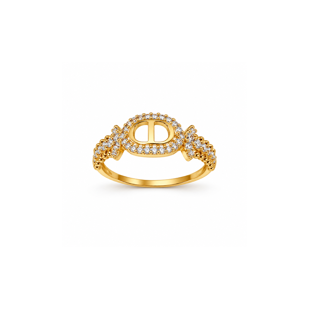 Golden Double D Designer Ring