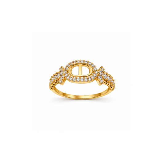 Golden Double D Designer Ring