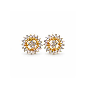 Golden Floral Halo Stud Earrings